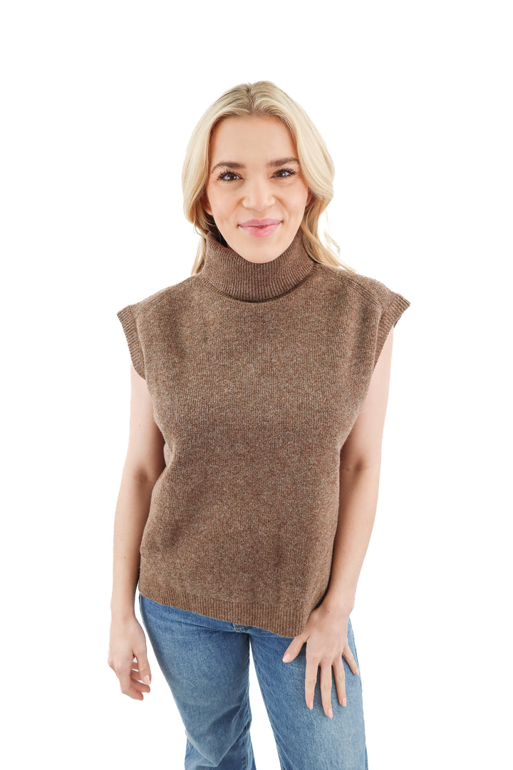 WAYF brown turtleneck sleeveless sweater NWT (S; retail $85)