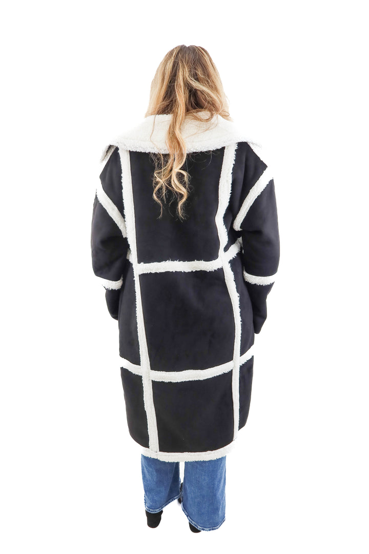 pretty little thing (plus) black and white coat (12; retail $112)