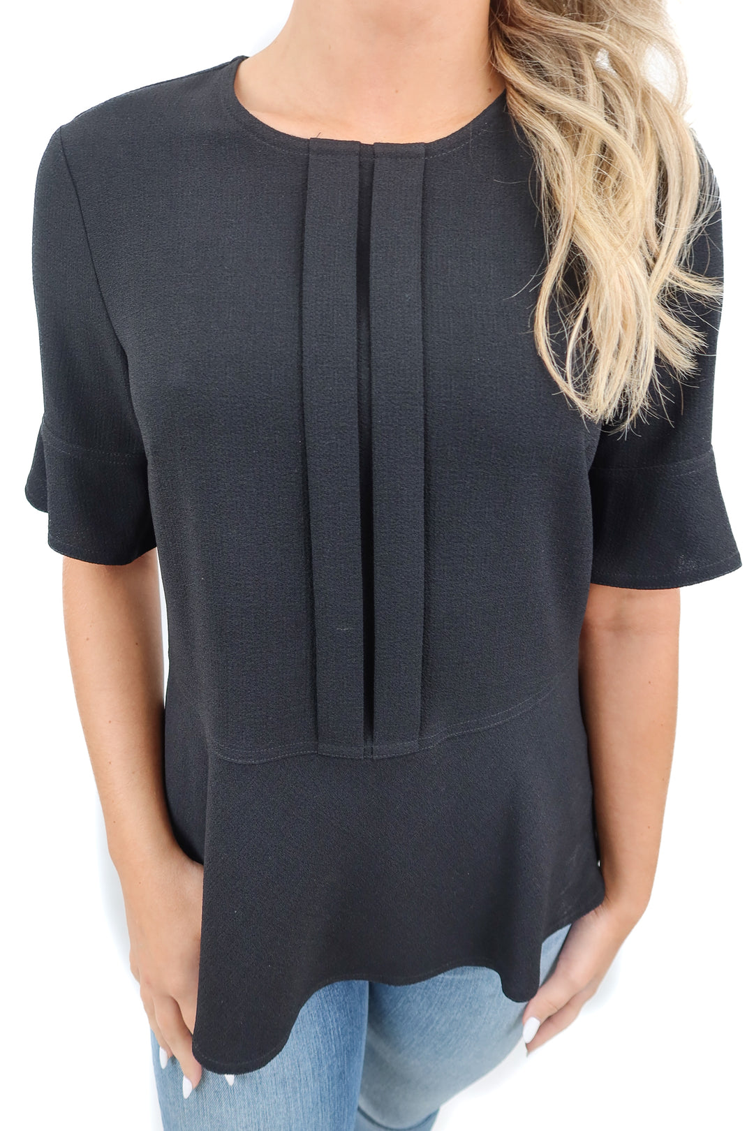 dkny black peplum top (s)