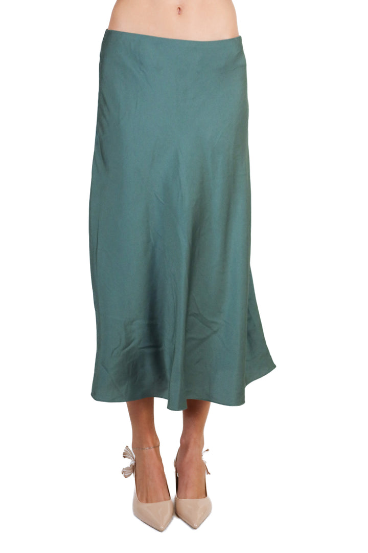 ba&sh Forrest Green Satin Midi Skirt (1/S; retail $320)