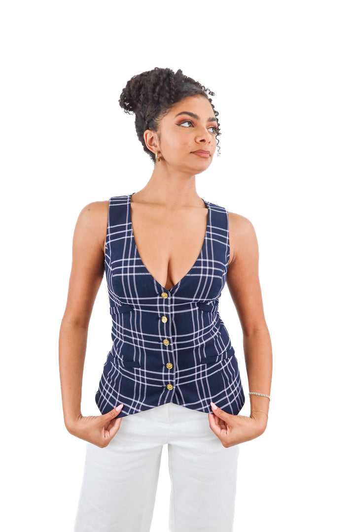 smythe purple checkered vest (2; retail $425)