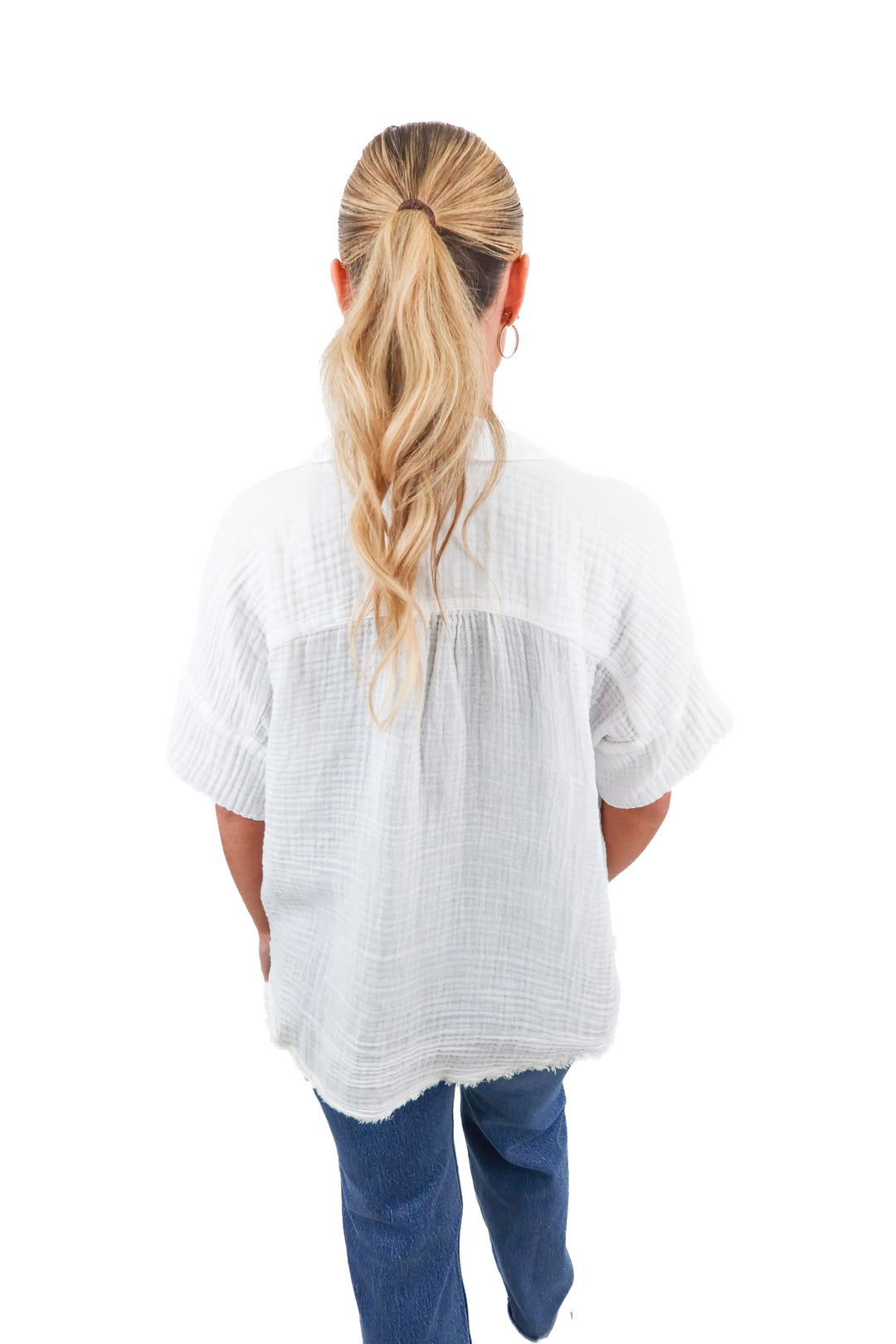 Michael Stars white double gauze short sleeve blouse (S)