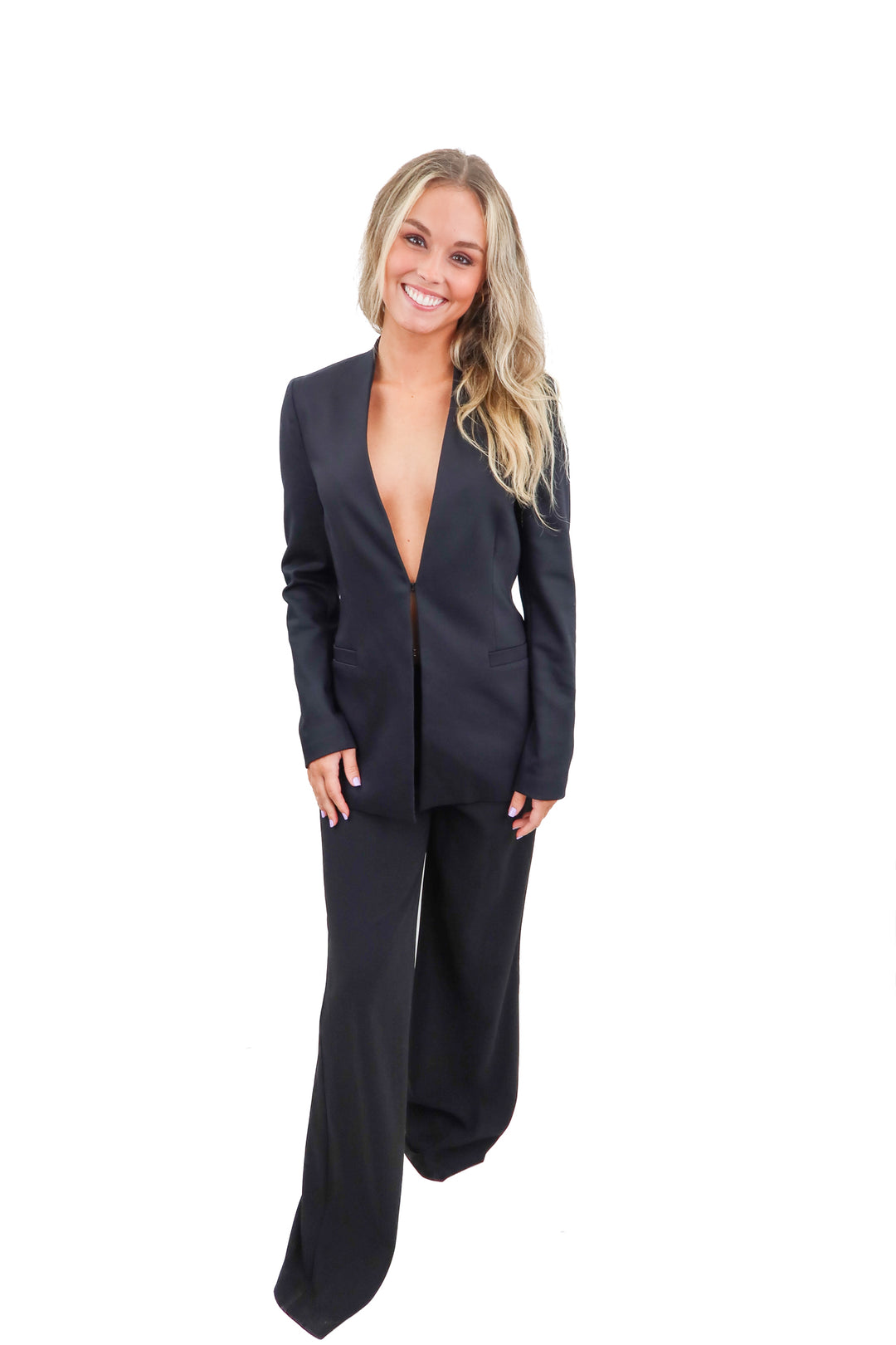 alice and olivia black blazer set (6; retail $695)