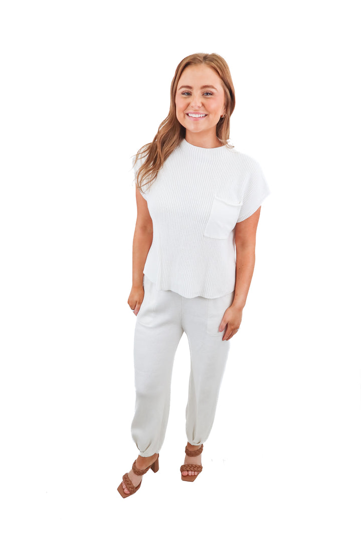 white knit tank/jogger set (s)