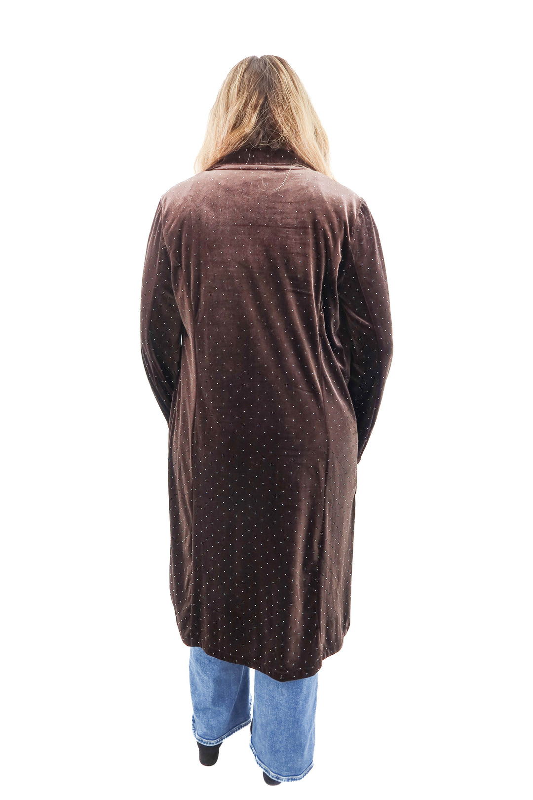 skies are blue brown velvet sparkle long coat NWT (xl; retail $100)