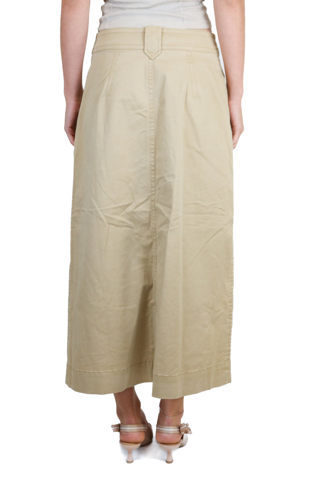 Ann Taylor Khaki Button Front Midi Skirt NWT (0; retail $129)