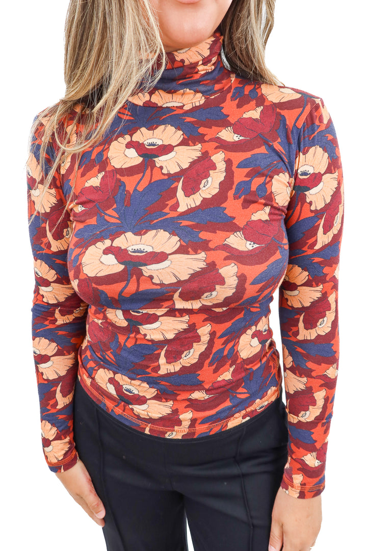 smythe floral turtleneck top (s; retail $125)
