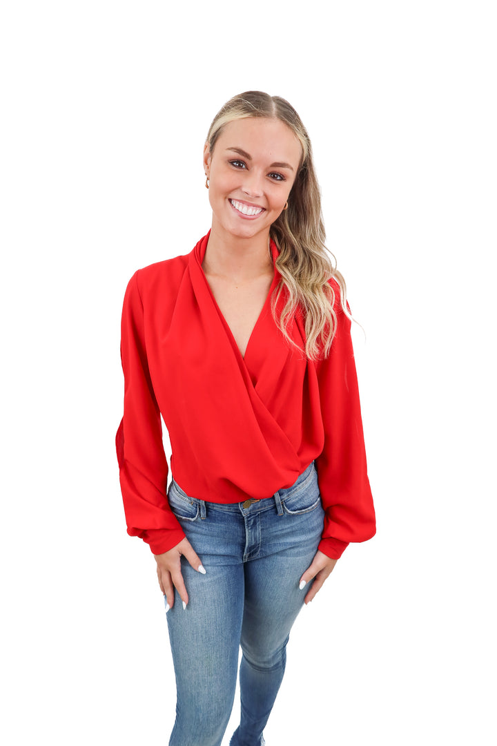 cq by cq red wrap bodysuit (L)