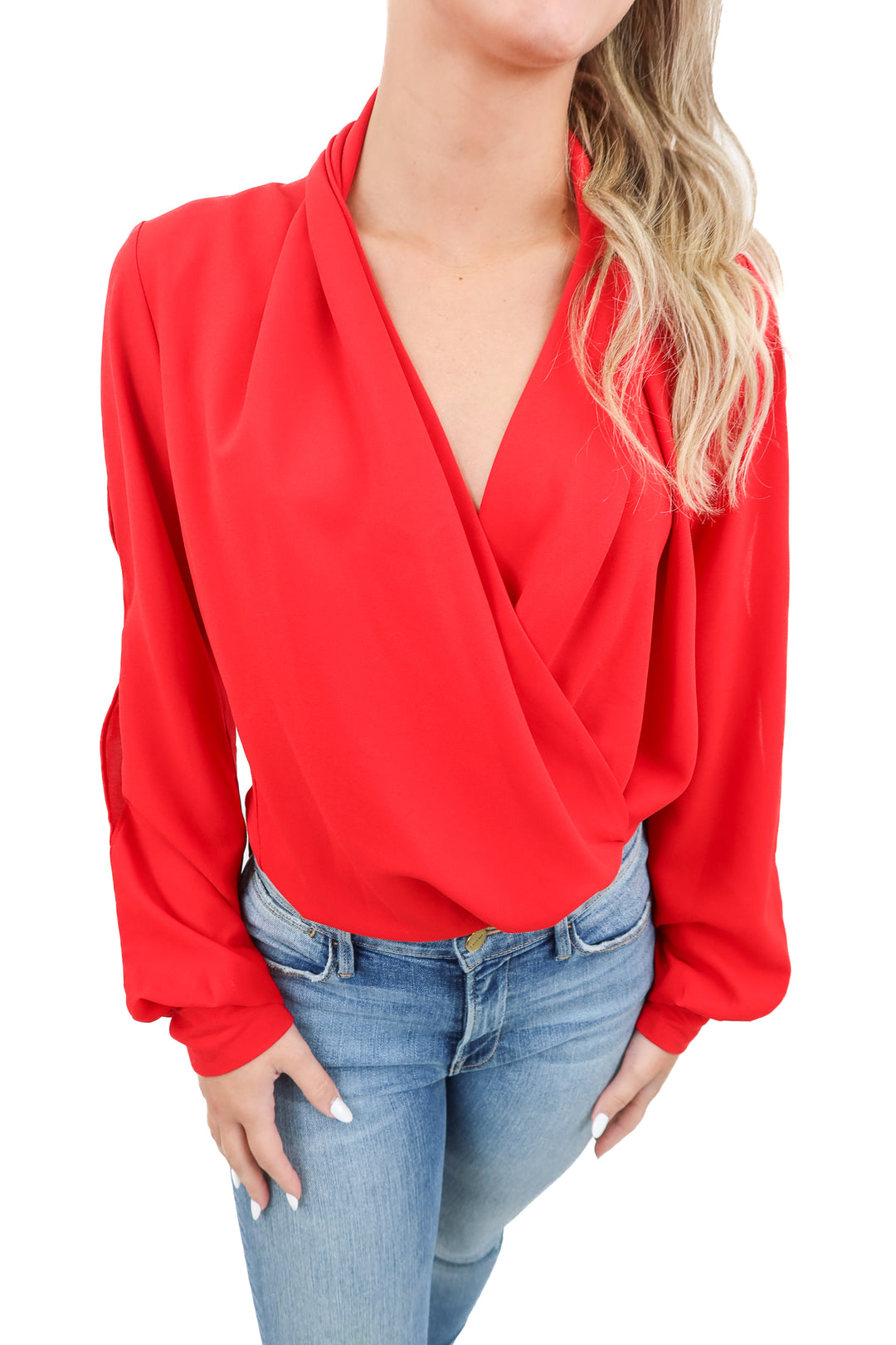 cq by cq red wrap bodysuit (L)