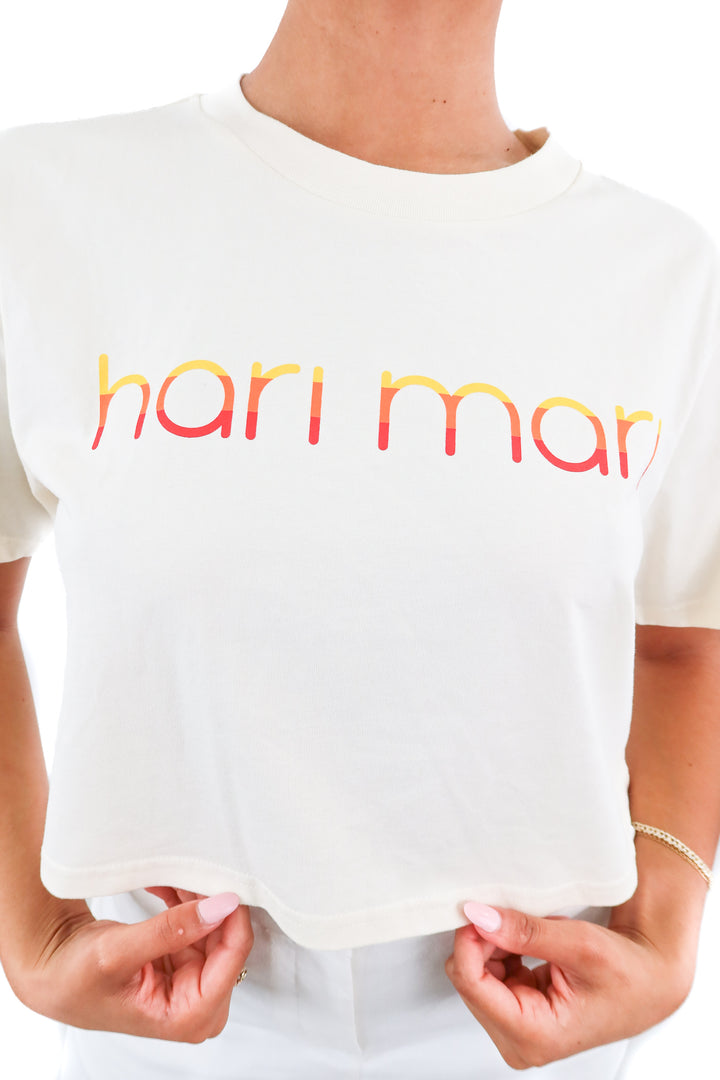 hari mari cream cropped tee (M; retail $40)