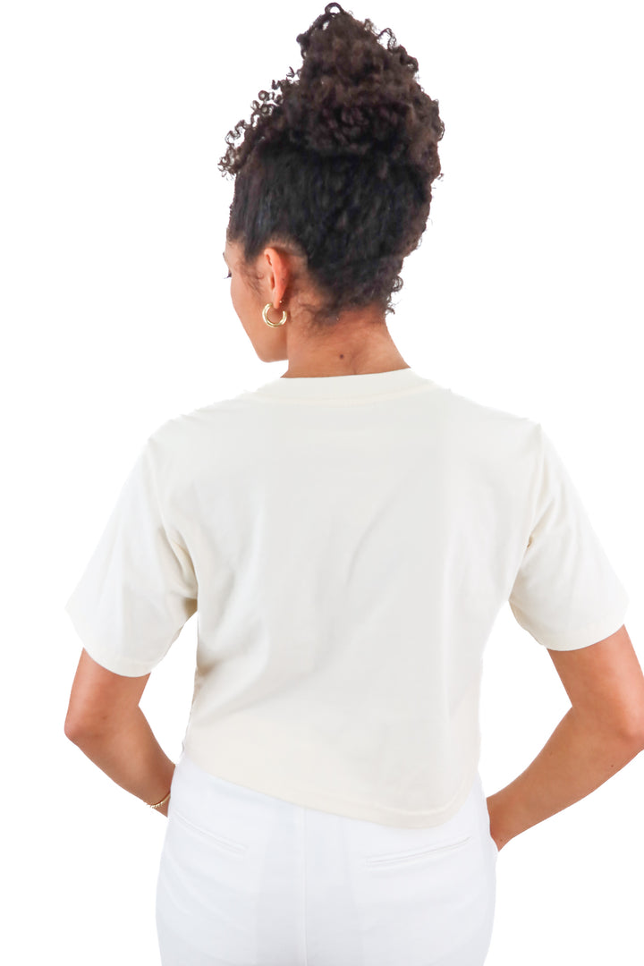 hari mari cream cropped tee (M; retail $40)