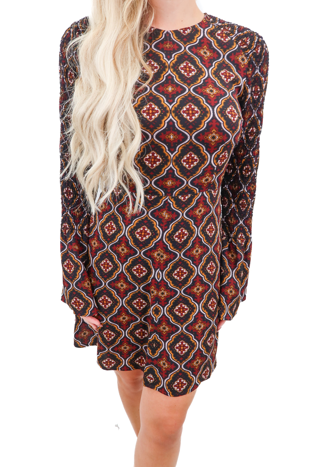 alc maroon/black printed dress (6; retail $425)