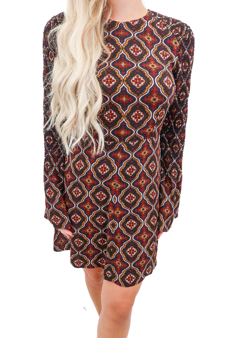 alc maroon/black printed dress (6; retail $425)