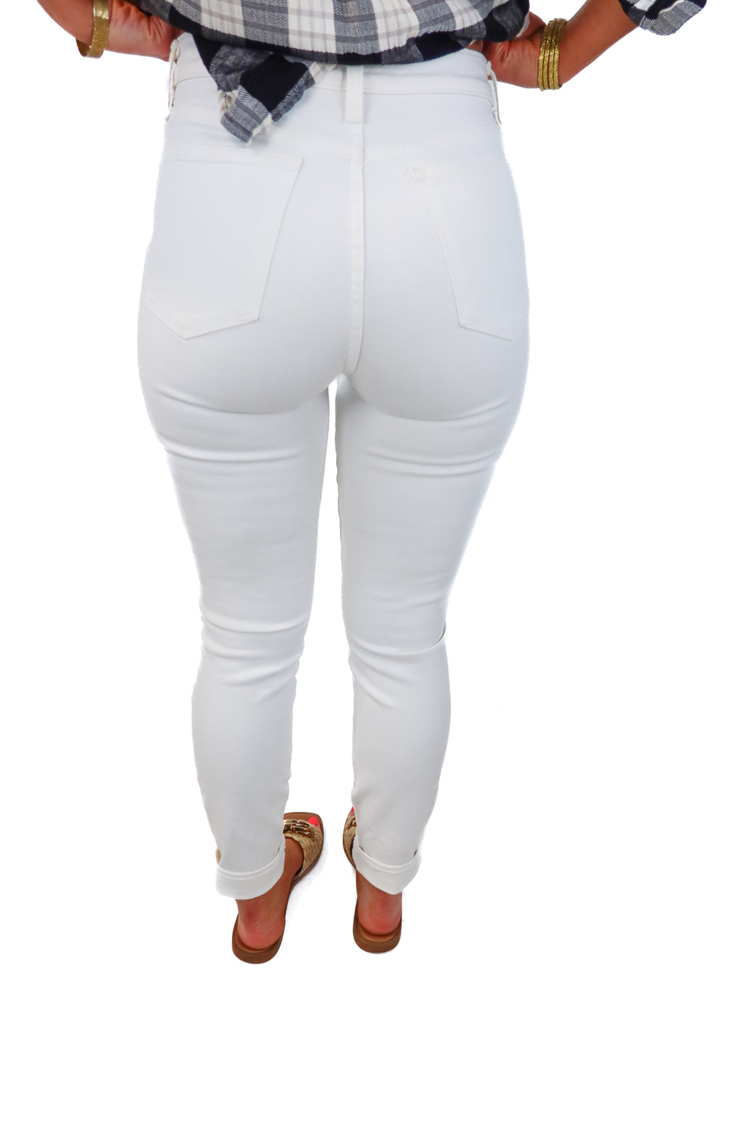 j.crew white high-rise skinny jeans (28; retail $69.50)