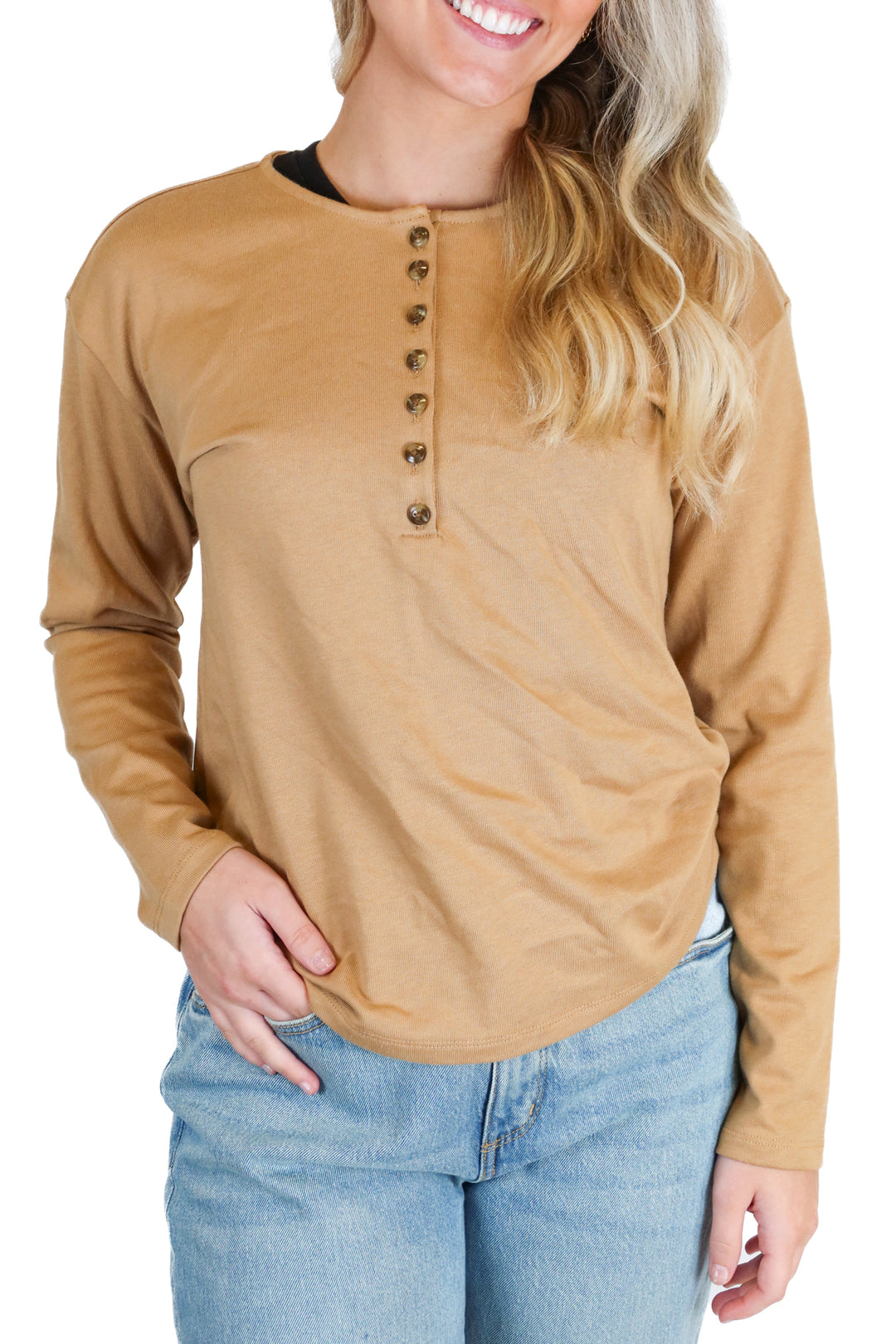 Ann Taylor Camel Long Sleeve Top NWT (XS; retail $64.50)