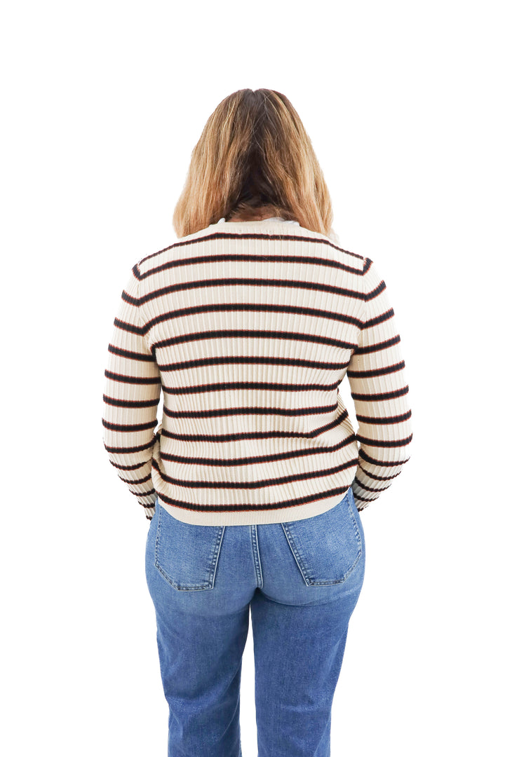 alloy apparel cream striped cardigan (l; retail $49)