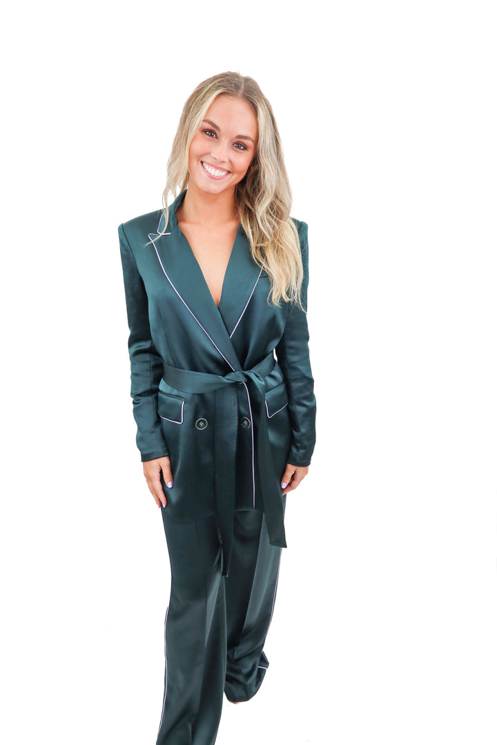 veronica beard green/purple silk blazer set (6; retail $895)