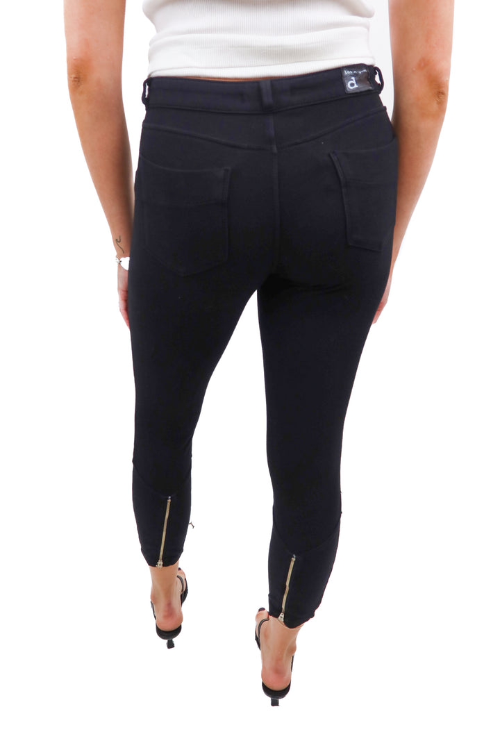 Denimocracy black silver zipper jeggings (S)
