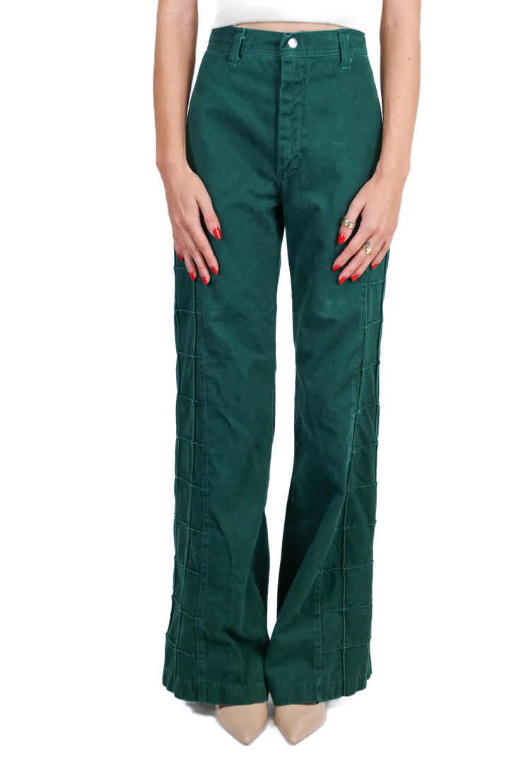 Undercover Green Wide Flare Pants (7L/ fits a 2; retail $860)