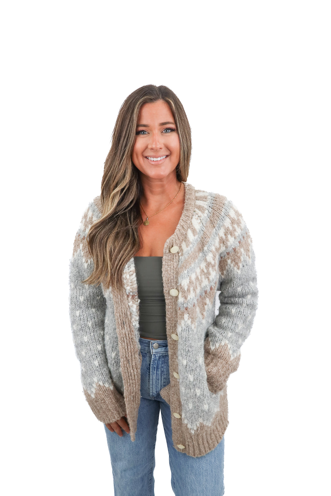 love shack fancy neutral thick knit cardigan (m; retail $395)