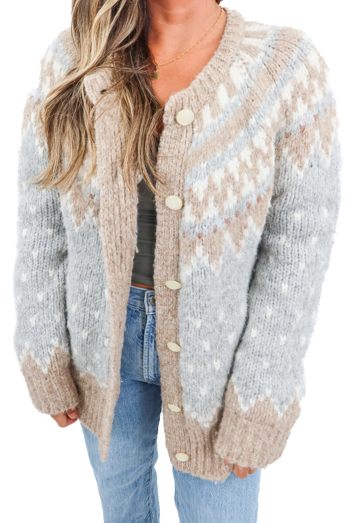 love shack fancy neutral thick knit cardigan (m; retail $395)