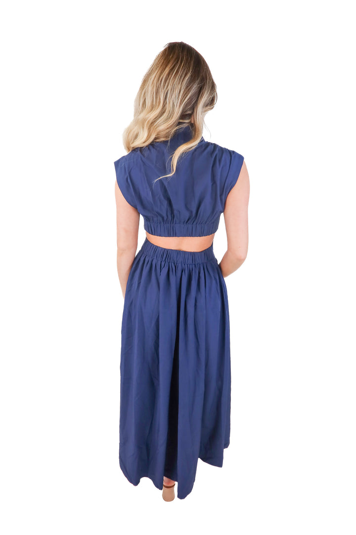 commense navy cutout maxi dress NWT (s)
