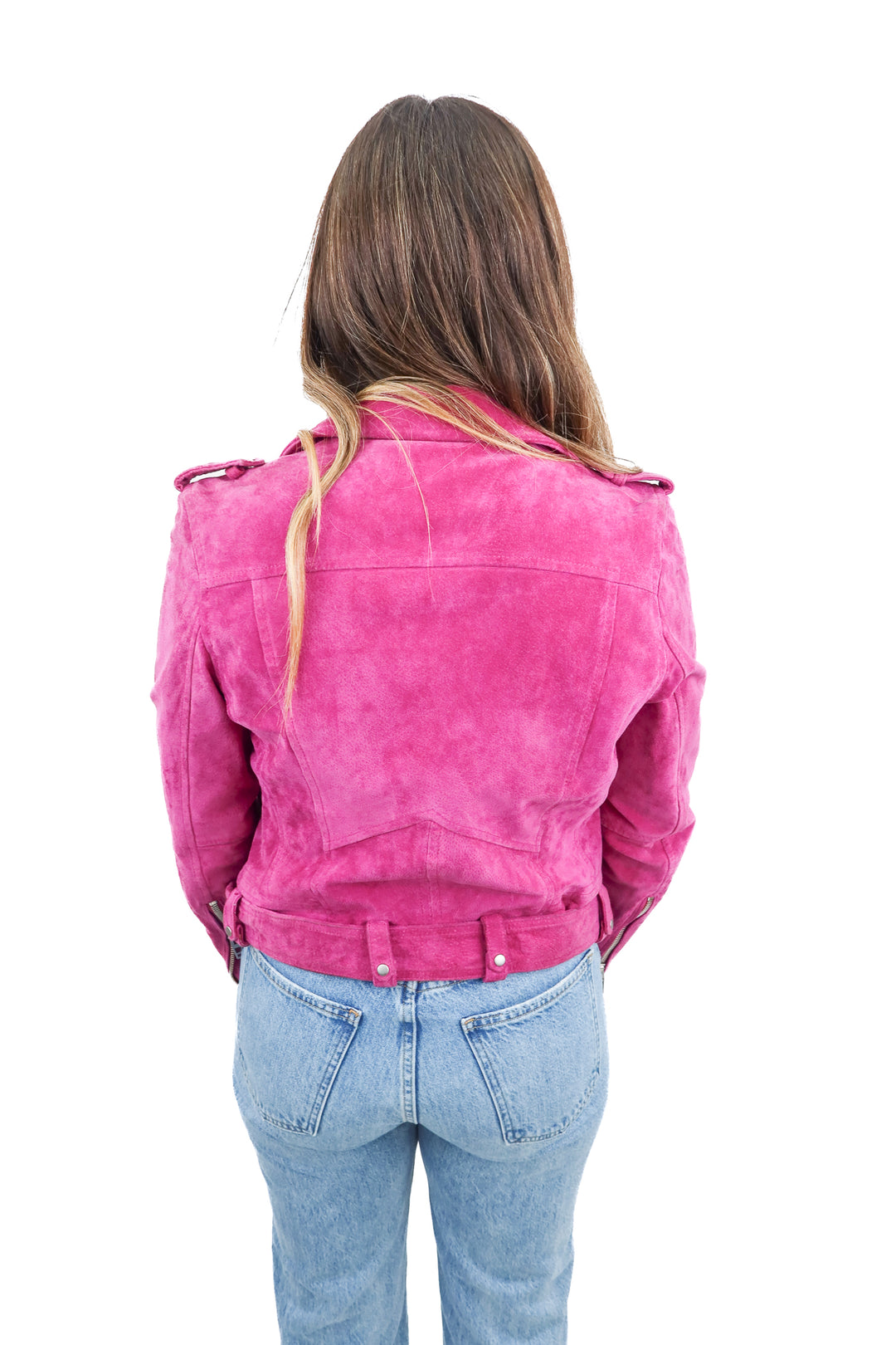 blanknyc purple suede jacket (L; retail $148)