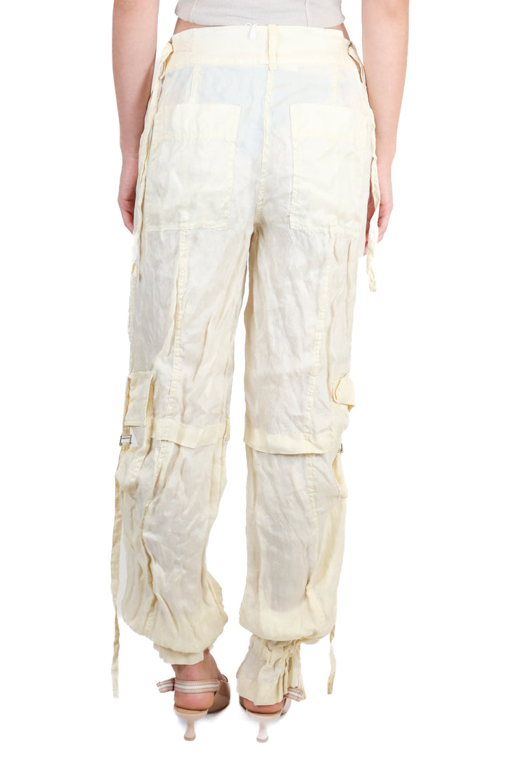 MNG pale yellow cargo joggers (s)