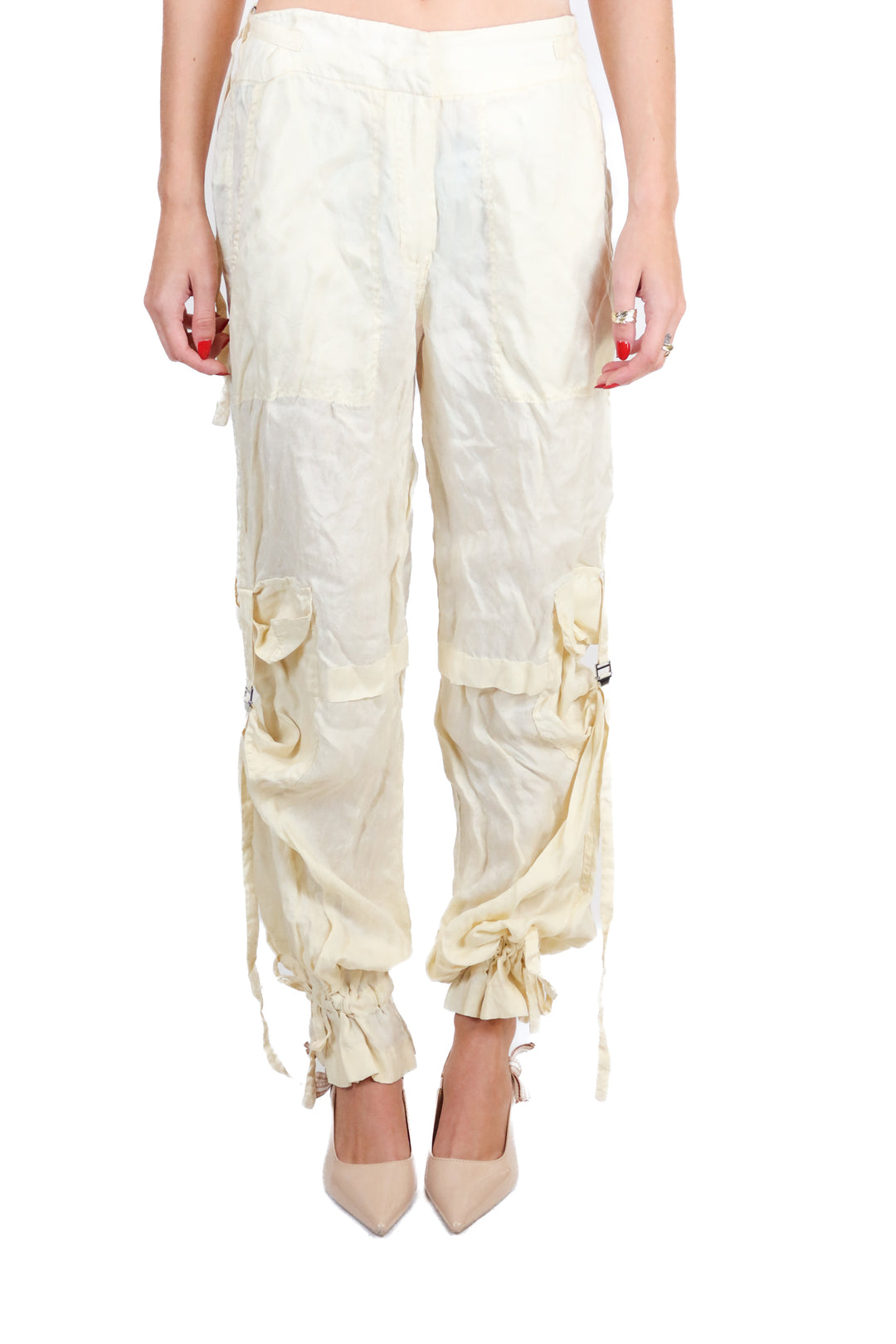 MNG pale yellow cargo joggers (s)