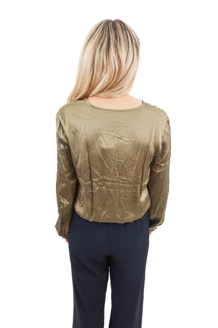 cami silk green deep v blouse bodysuit NWT (s)