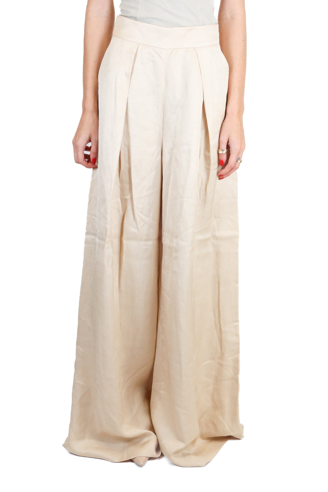 karen millen blush wide leg trousers (2; retail $129)