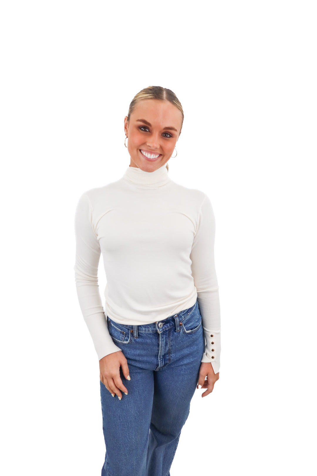 Zara cream turtleneck  knit long sleeve top (S)