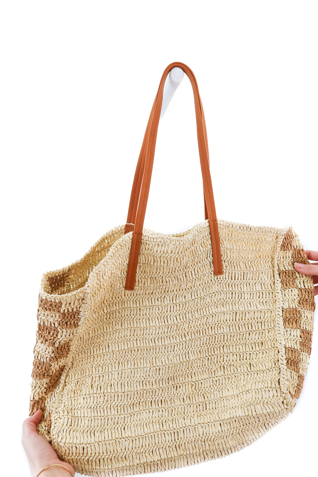 straw checkered tote bag