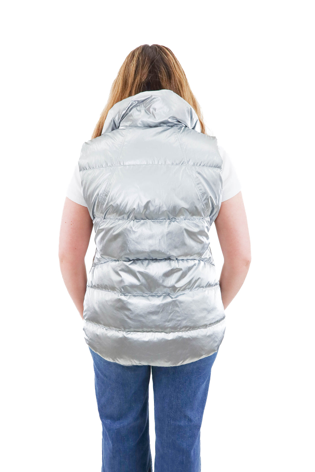 athleta silver metallic vest (xl)