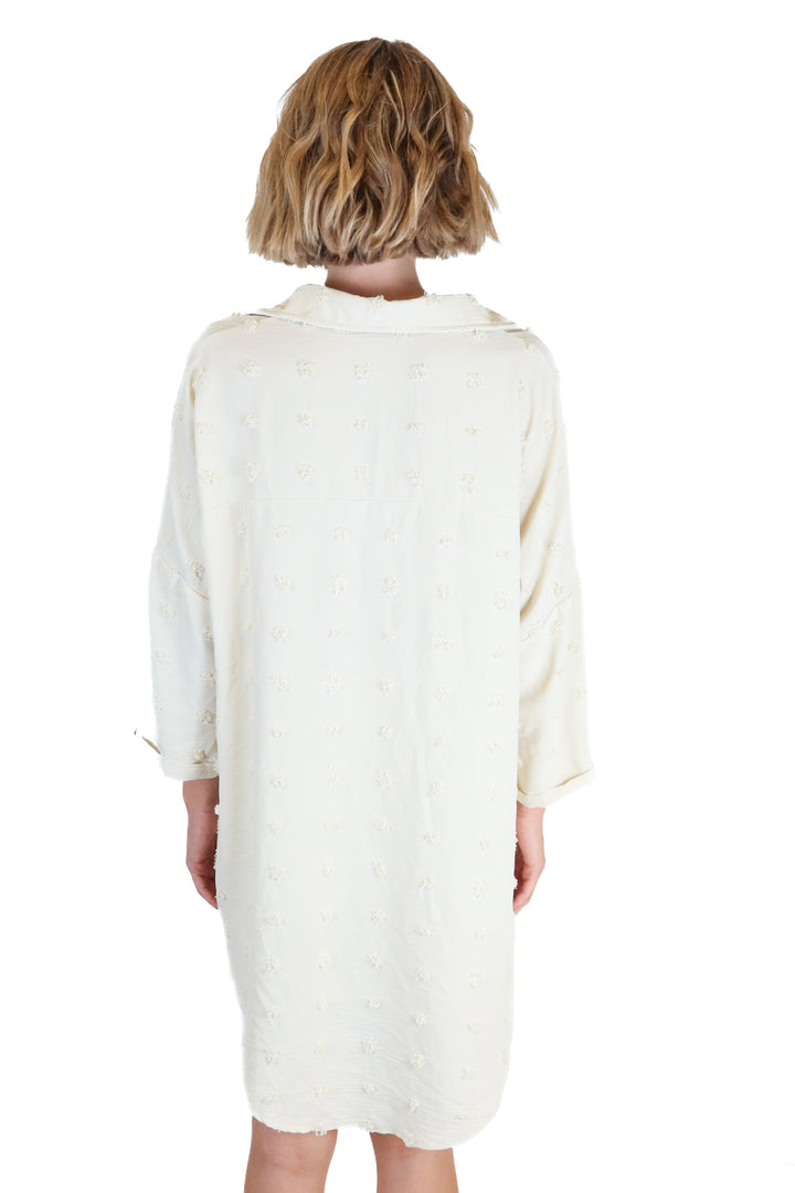 Cream textured button up (o/s)