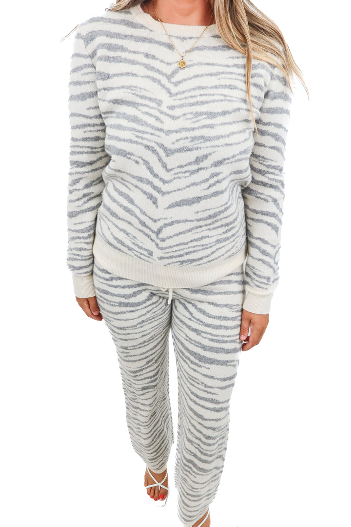 madeleine thompson neutral tiger print sweater (L; retail $535)