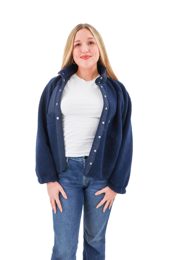 vici navy blue sherpa jacket (xl)