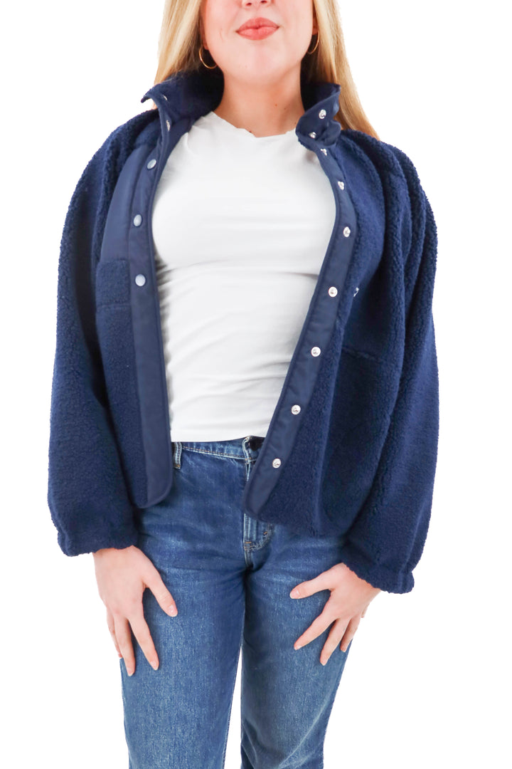vici navy blue sherpa jacket (xl)
