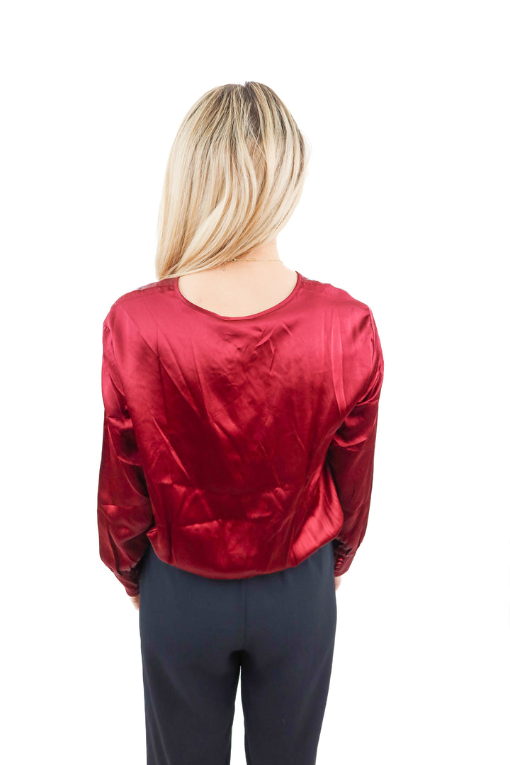 cami maroon silk deep v blouse bodysuit NWT (s)
