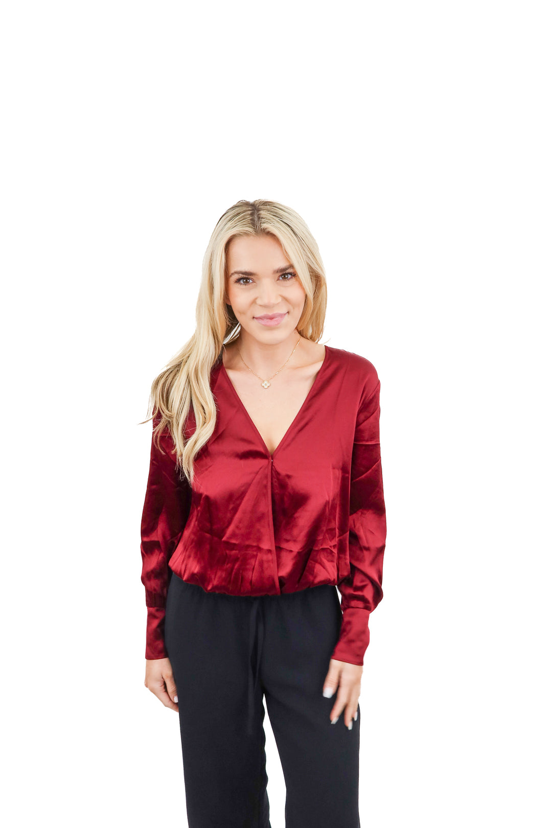 cami maroon silk deep v blouse bodysuit NWT (s)
