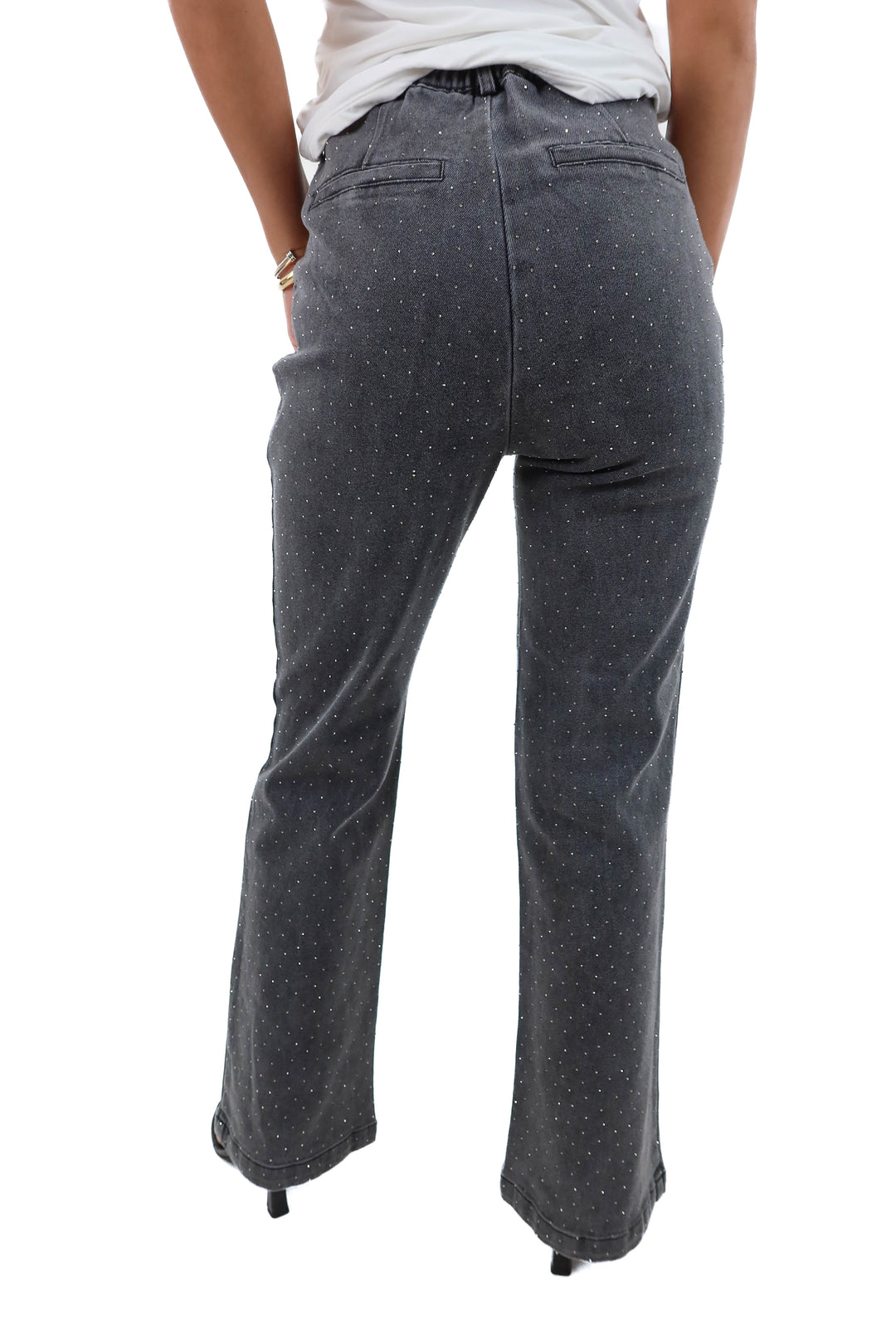 skies are blue grey rhinestone denim pants NWT (xs; retail $100)