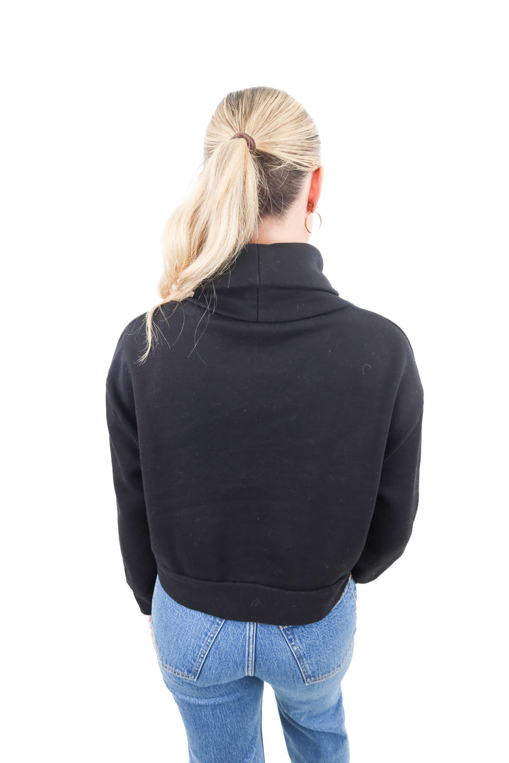 Zara black cowlneck jersey knit sweater (S)