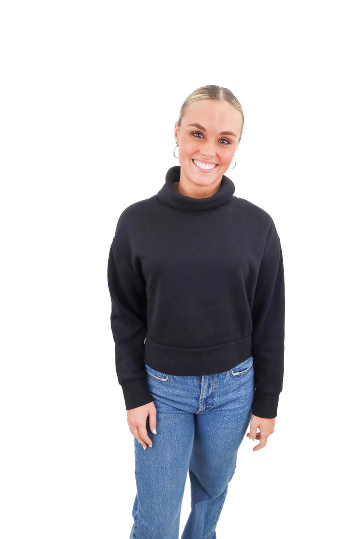 Zara black cowlneck jersey knit sweater (S)