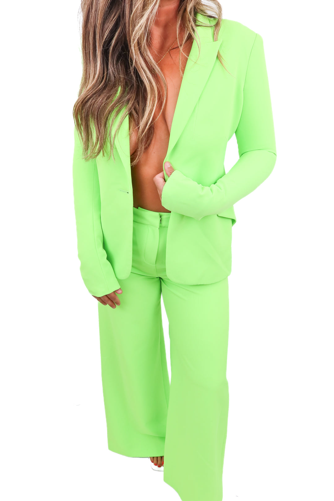 l'agence neon green blazer set NWT (6)