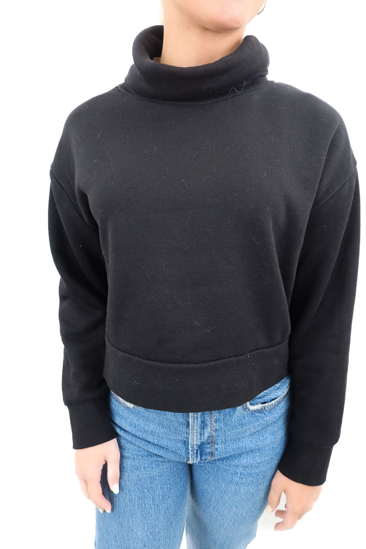 Zara black cowlneck jersey knit sweater (S)