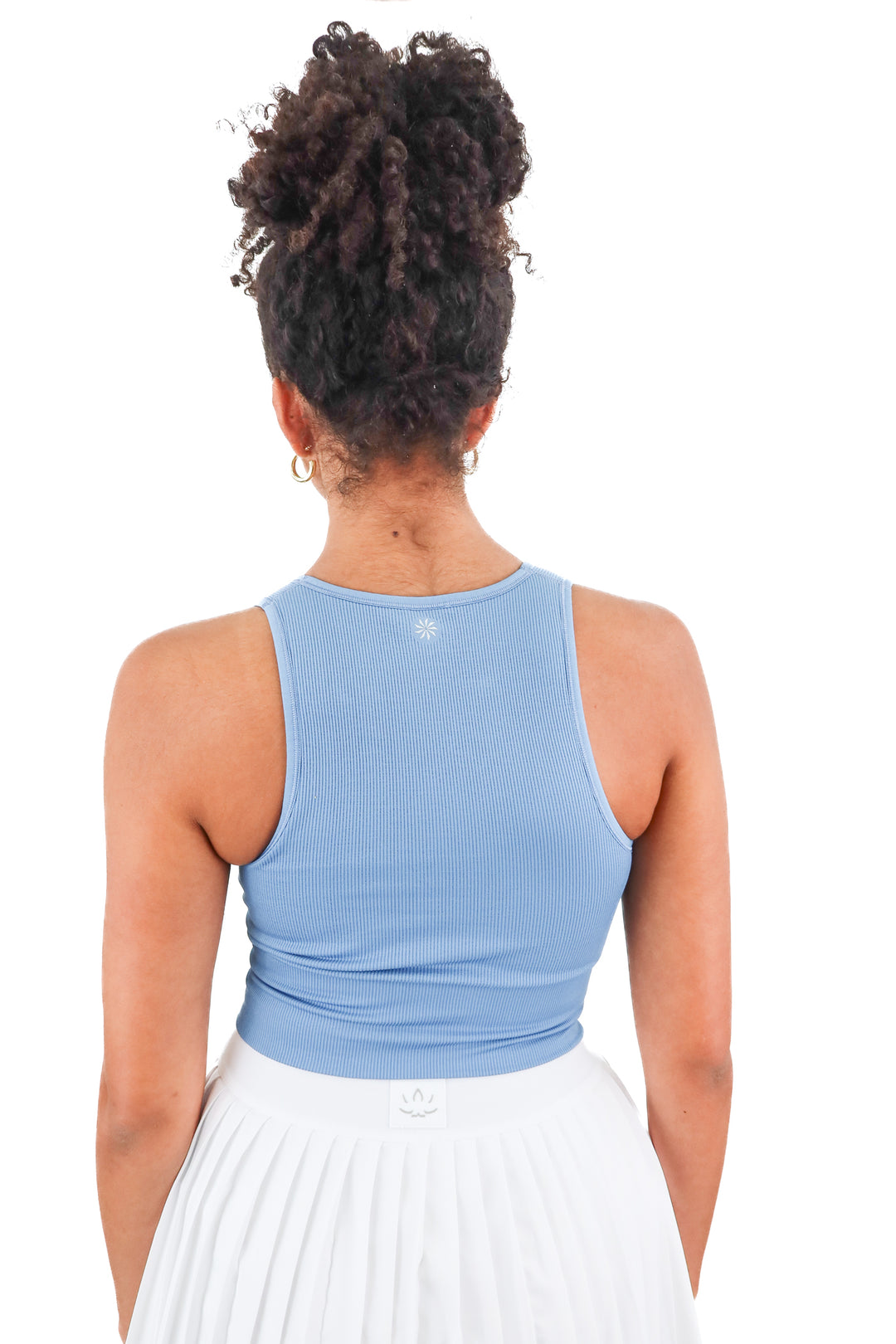 athleta blue ribbed vneck tank top (s)