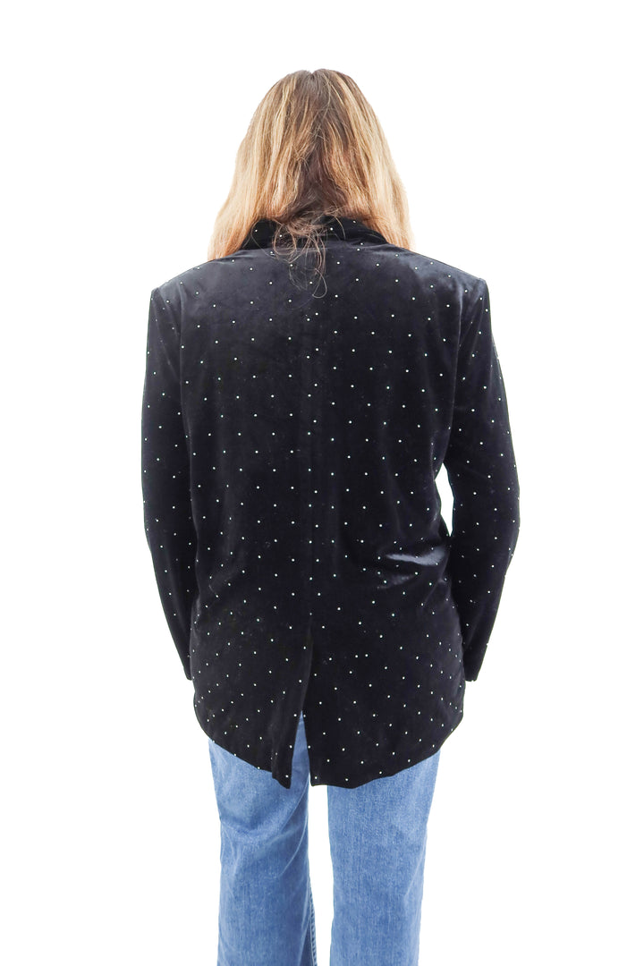 vici black bedazzled velvet blazer (l)