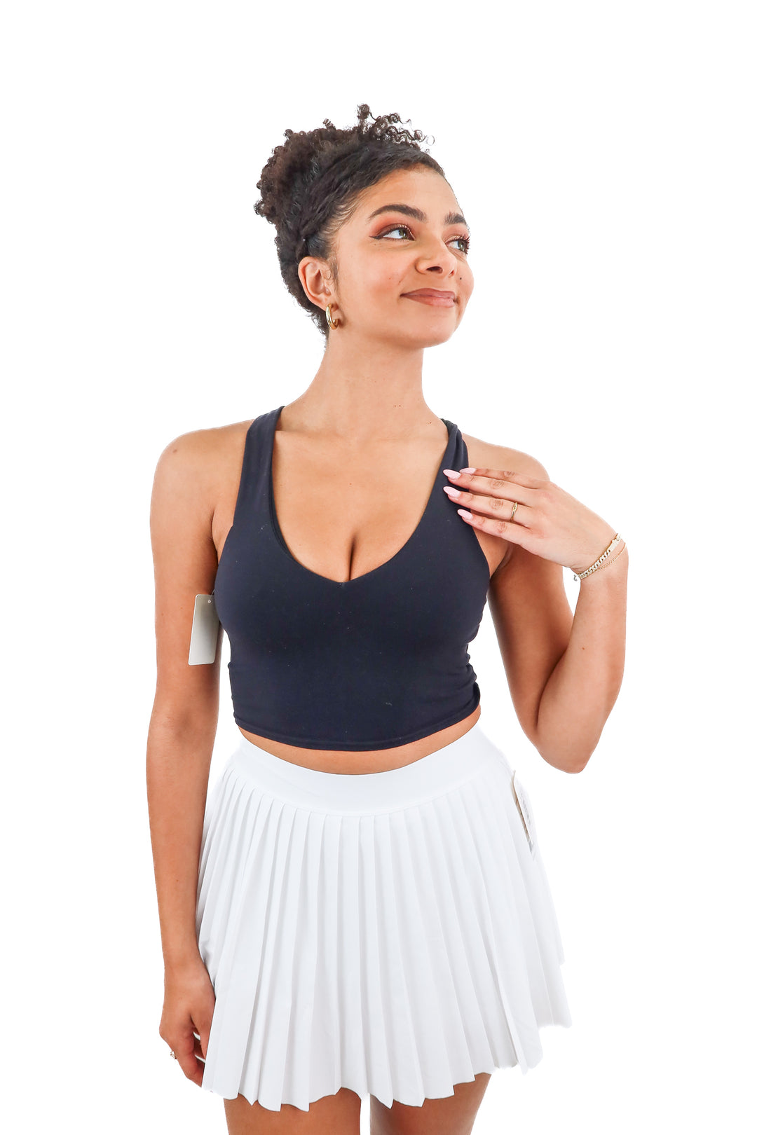 alo black active crop top (s)