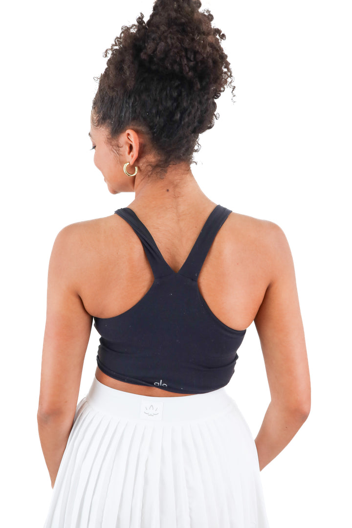 alo black active crop top (s)