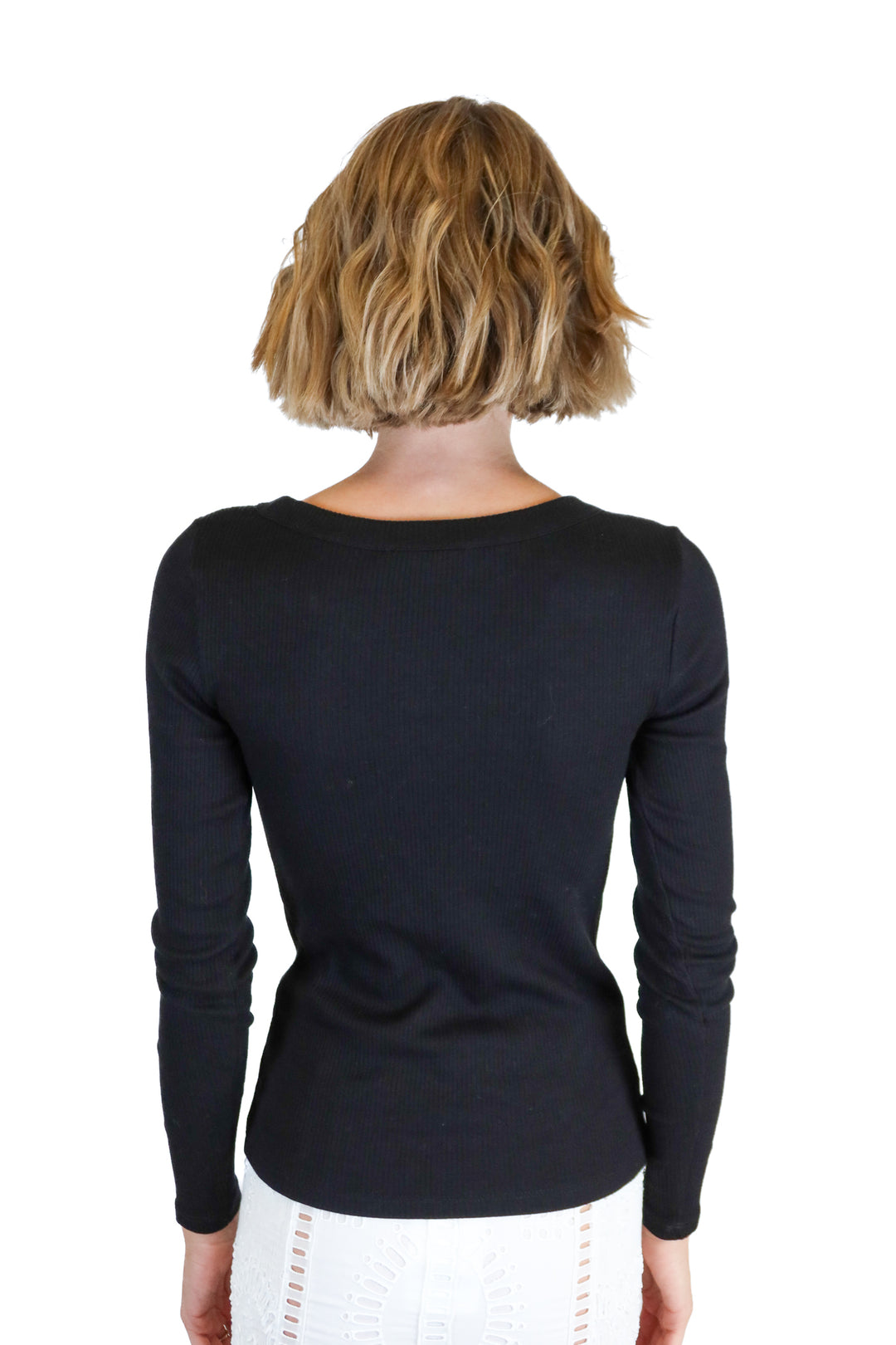 Ann taylor black ribbed long sleeve top (xs; retail $49.50)